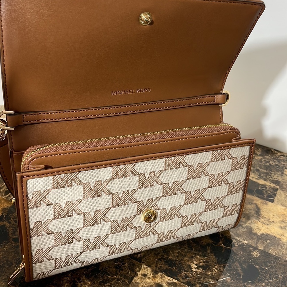 Michael Kors large zip around wallet crossbody Jet set Item - Picture 6 of 15